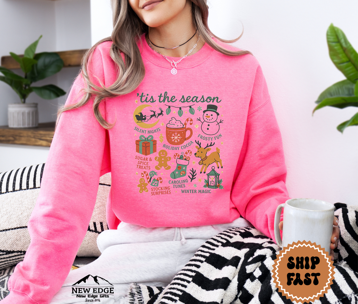 Unisex “’Tis the Season” Christmas Sweatshirt | Cozy Holiday Pullover | Festive Winter Crewneck