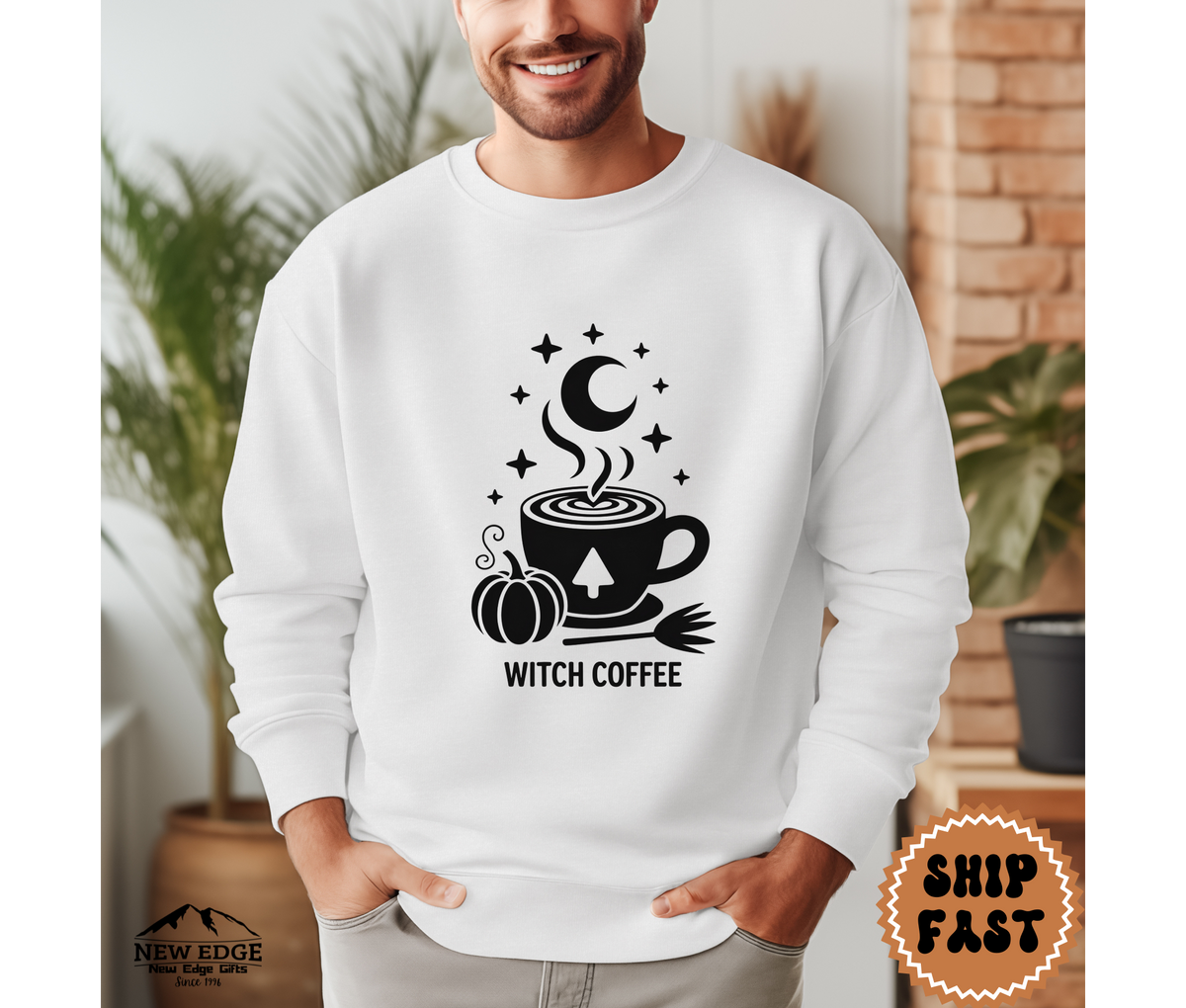Unisex “Watch Coffee” Halloween Sweatshirt | Spooky Coffee Lover Pullover | Cozy Fall Barista Crewneck