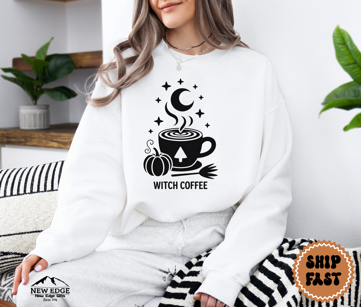 Unisex “Watch Coffee” Halloween Sweatshirt | Spooky Coffee Lover Pullover | Cozy Fall Barista Crewneck