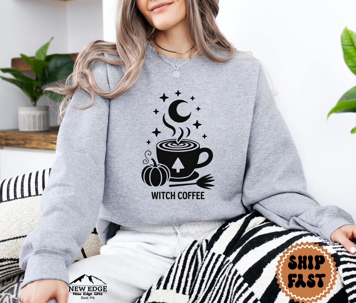 Unisex “Watch Coffee” Halloween Sweatshirt | Spooky Coffee Lover Pullover | Cozy Fall Barista Crewneck