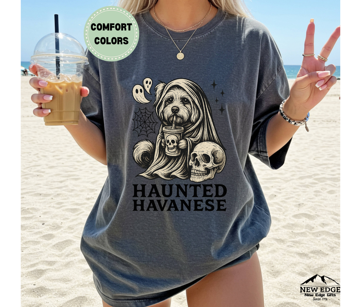 Unisex Comfort Colors Haunting Havanese Halloween T-Shirt | Spooky Dog Pun Tee