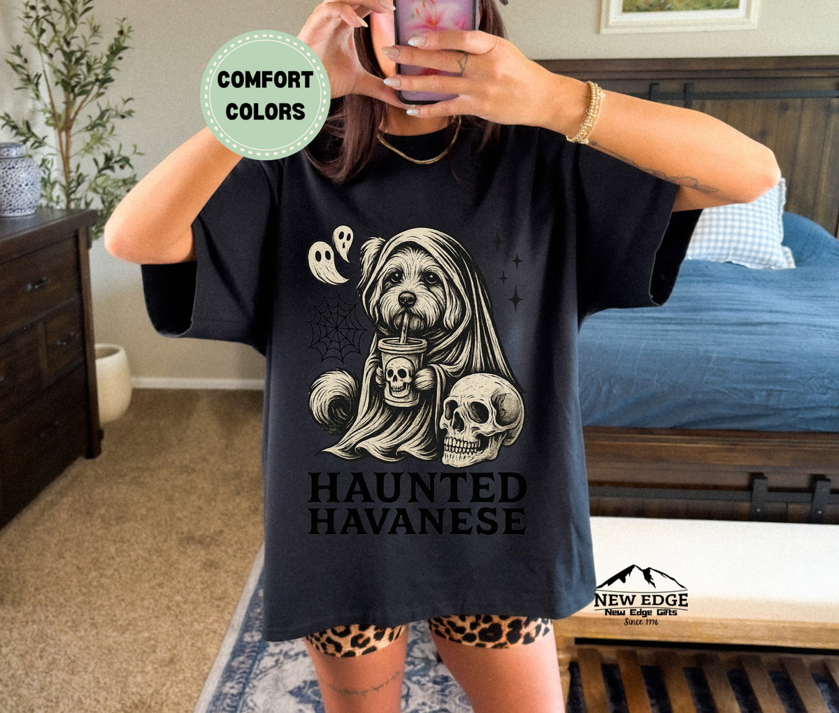 Unisex Comfort Colors Haunting Havanese Halloween T-Shirt | Spooky Dog Pun Tee