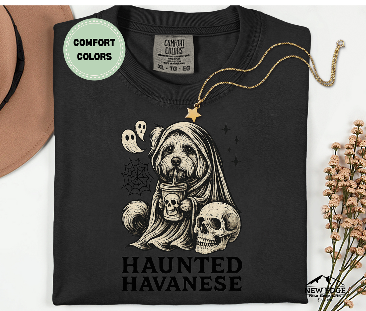 Unisex Comfort Colors Haunting Havanese Halloween T-Shirt | Spooky Dog Pun Tee