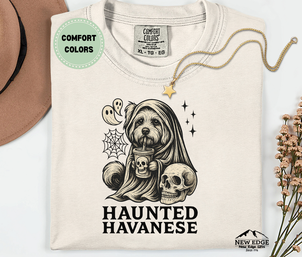 Unisex Comfort Colors Haunting Havanese Halloween T-Shirt | Spooky Dog Pun Tee
