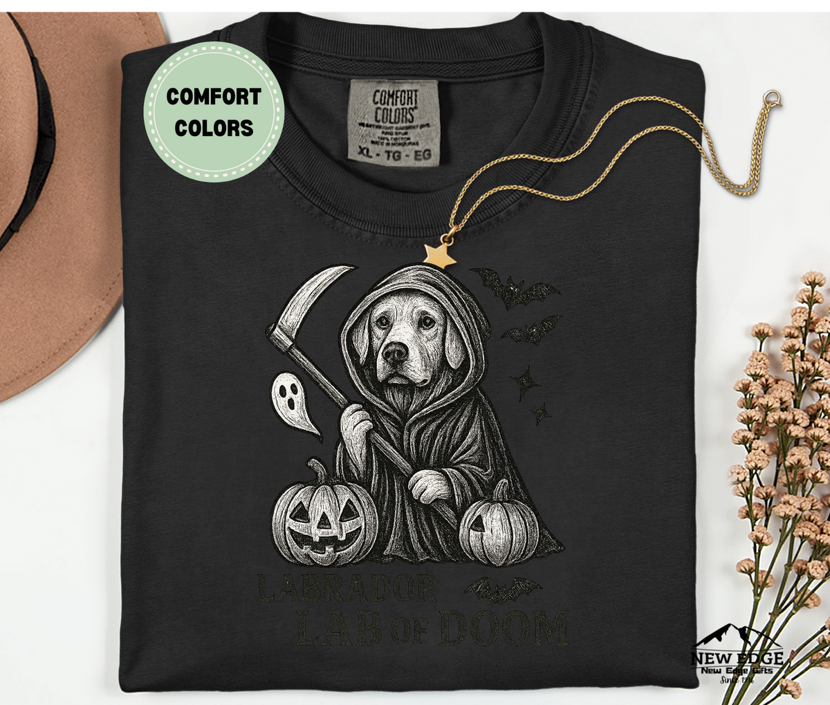 Unisex Comfort Colors Labrador – Lab of Doom Halloween T-Shirt | Spooky Dog Pun Tee