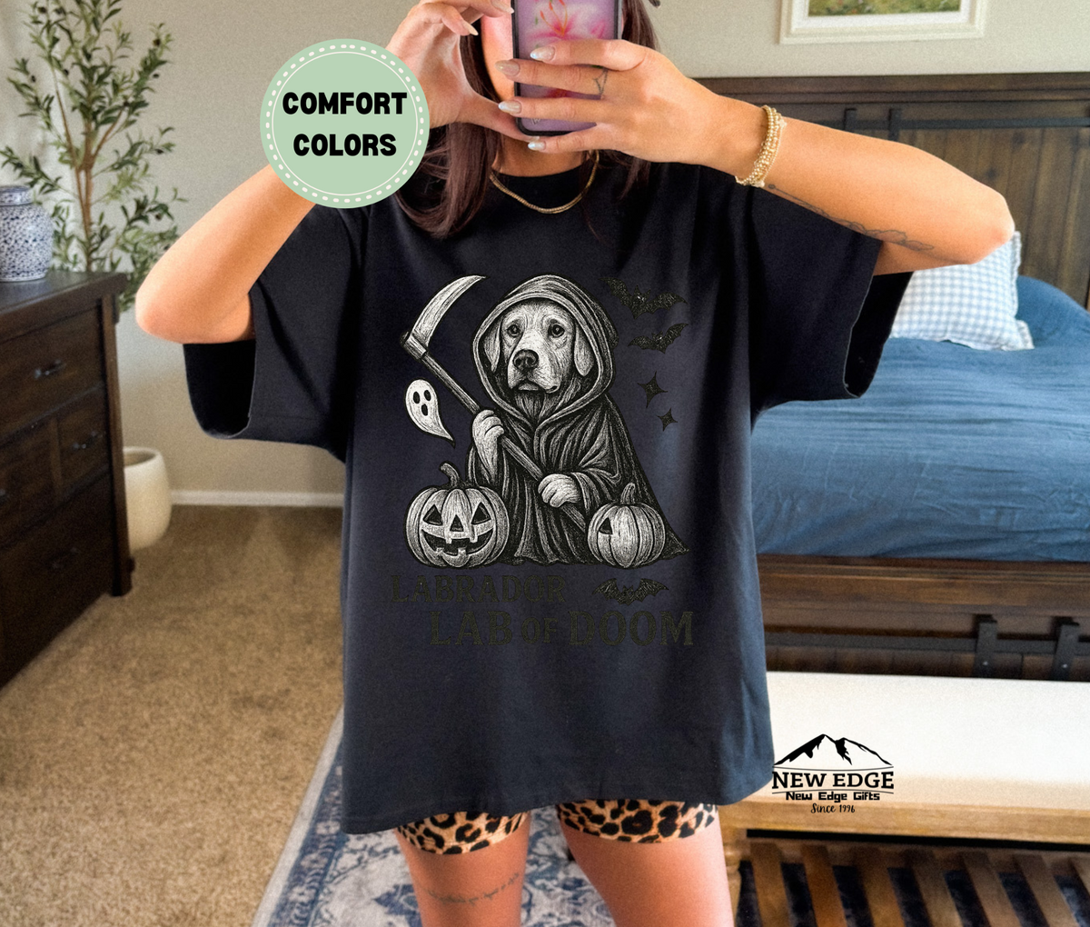 Unisex Comfort Colors Labrador – Lab of Doom Halloween T-Shirt | Spooky Dog Pun Tee