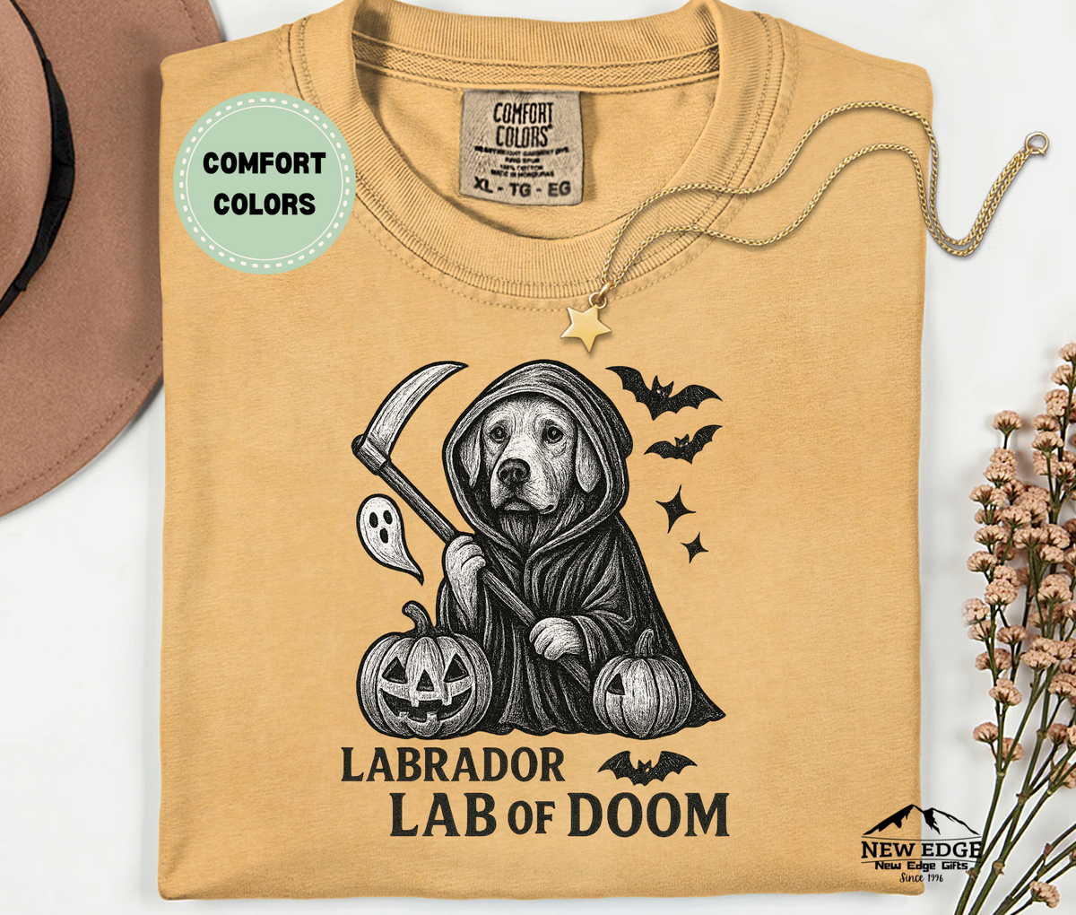 Unisex Comfort Colors Labrador – Lab of Doom Halloween T-Shirt | Spooky Dog Pun Tee