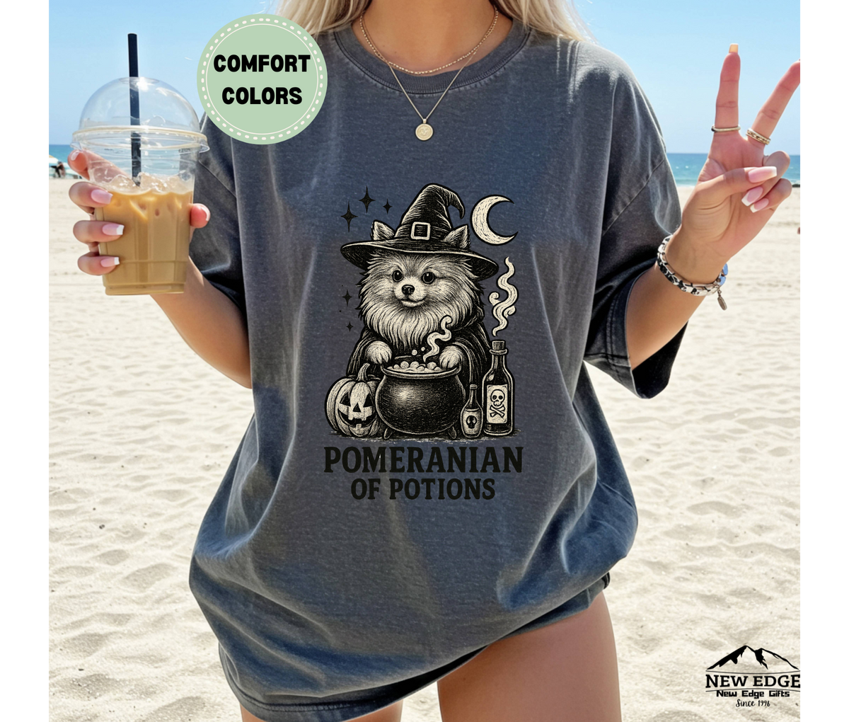 Unisex Comfort Colors Poodle – Brewing Up Trouble Halloween T-Shirt | Spooky Dog Pun Tee