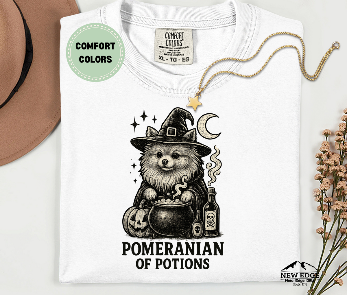 Unisex Comfort Colors Poodle – Brewing Up Trouble Halloween T-Shirt | Spooky Dog Pun Tee