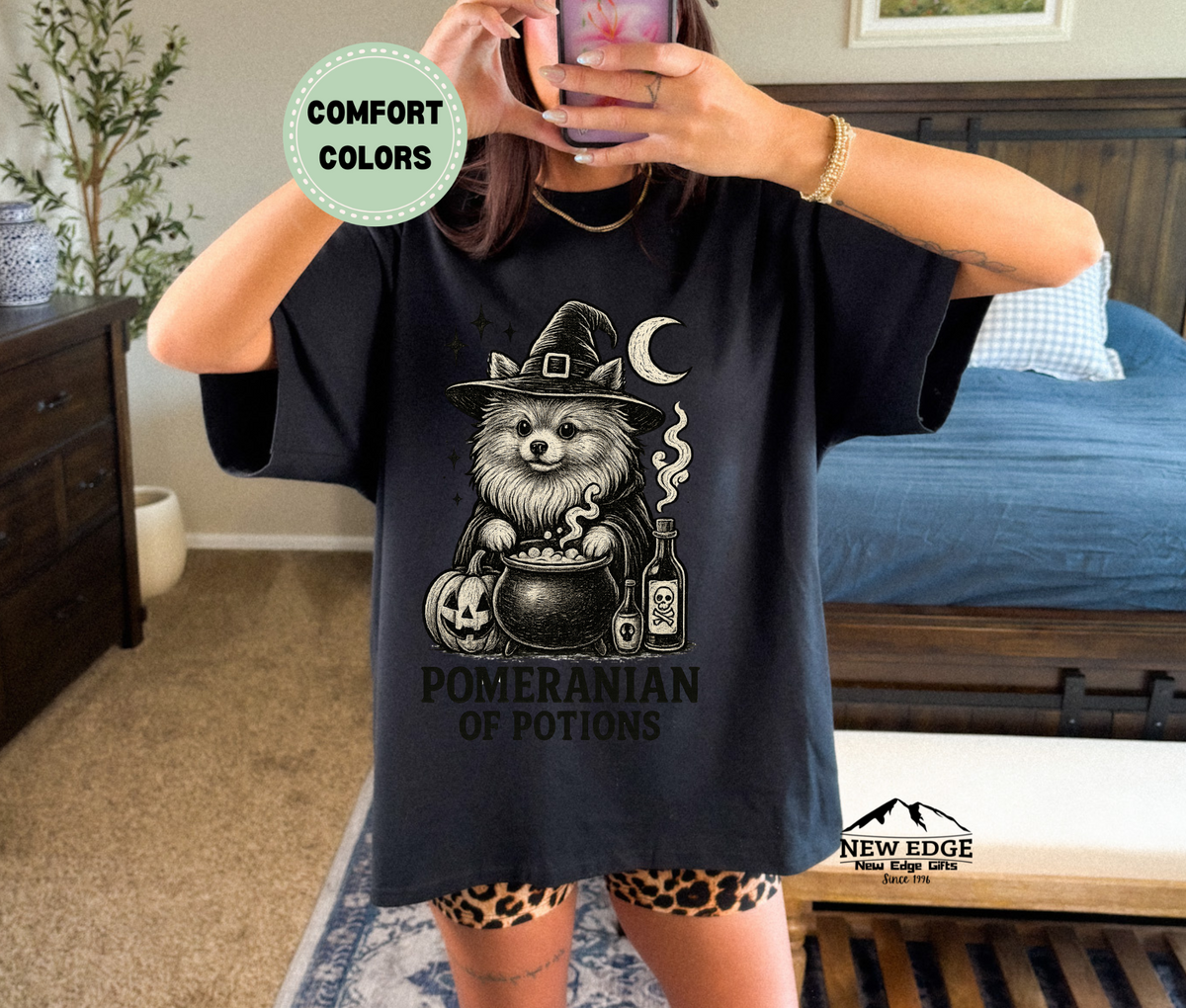 Unisex Comfort Colors Poodle – Brewing Up Trouble Halloween T-Shirt | Spooky Dog Pun Tee