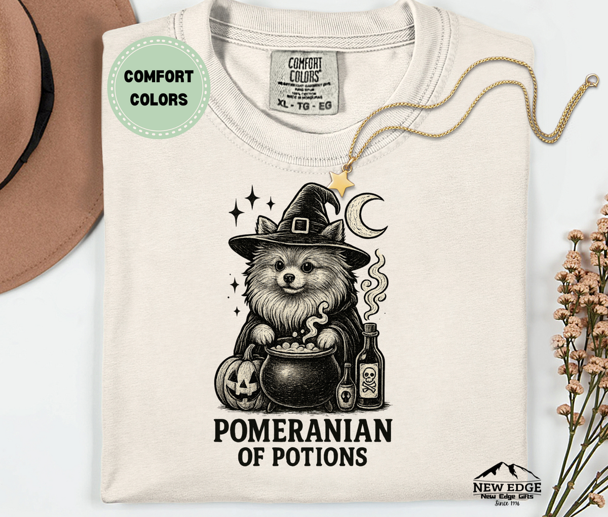 Unisex Comfort Colors Poodle – Brewing Up Trouble Halloween T-Shirt | Spooky Dog Pun Tee