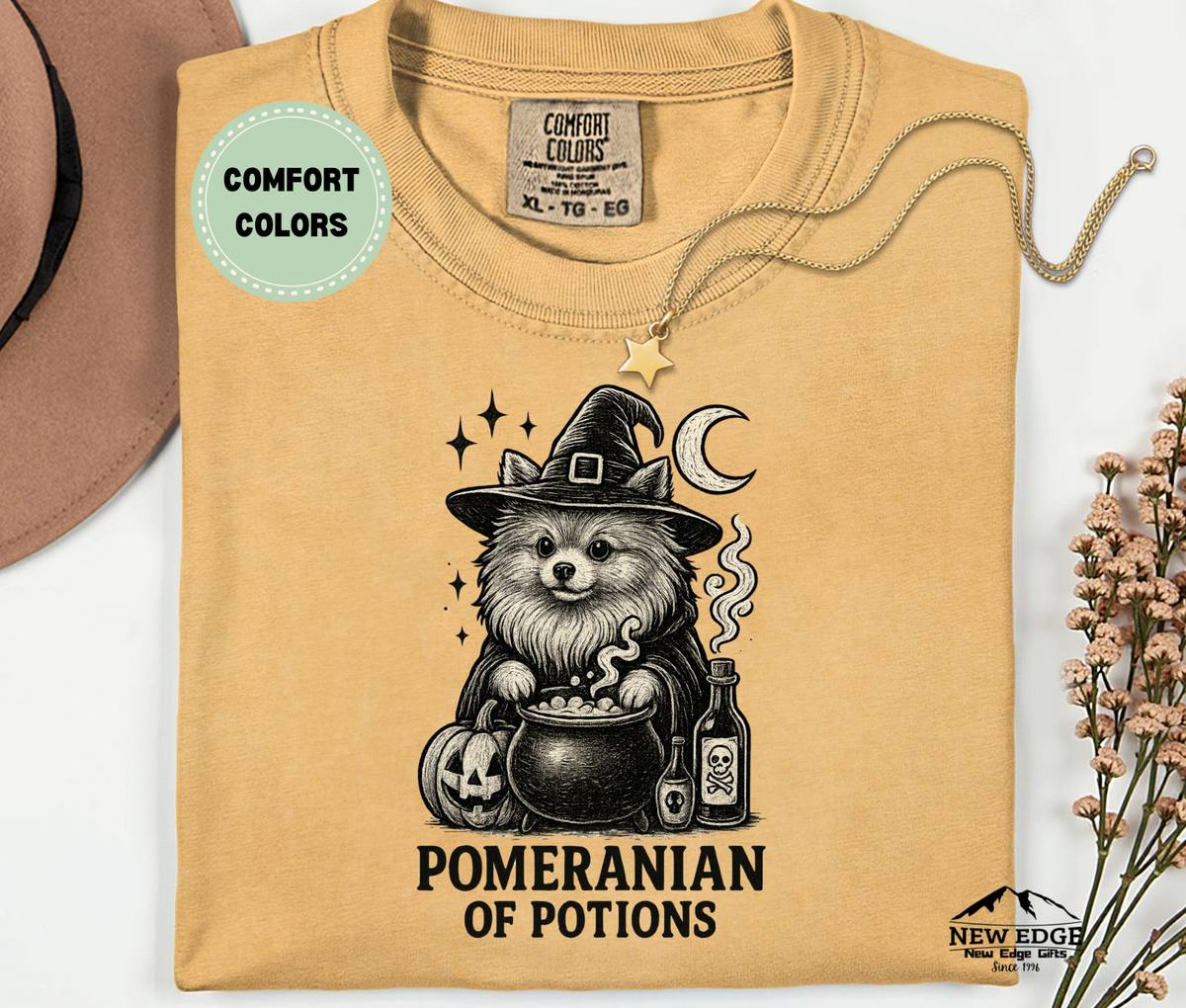 Unisex Comfort Colors Poodle – Brewing Up Trouble Halloween T-Shirt | Spooky Dog Pun Tee