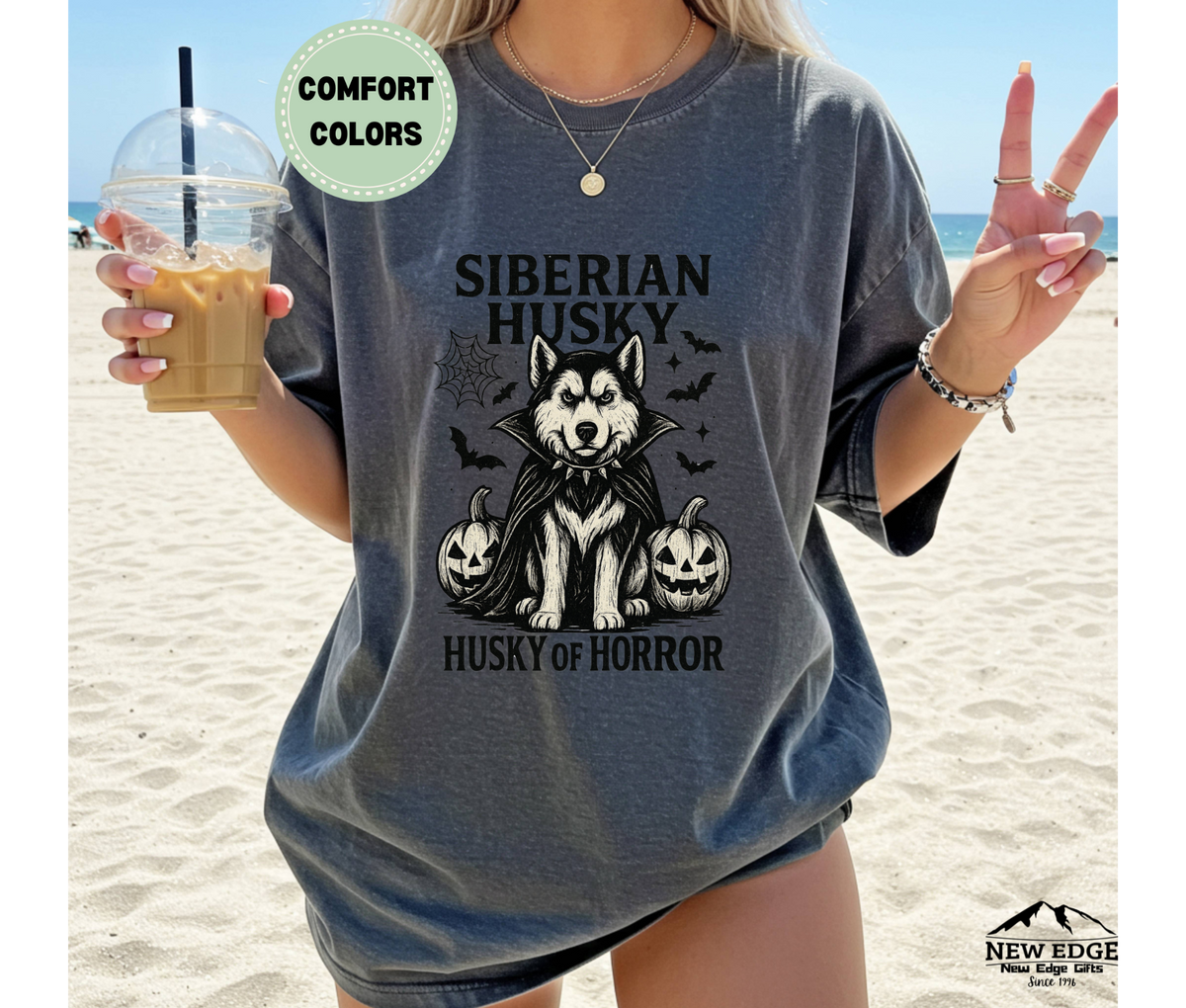 Unisex Comfort Colors Siberian Husky – Husky of Horror Halloween T-Shirt | Spooky Dog Pun Tee