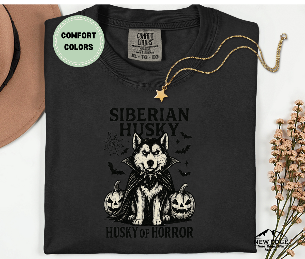 Unisex Comfort Colors Siberian Husky – Husky of Horror Halloween T-Shirt | Spooky Dog Pun Tee