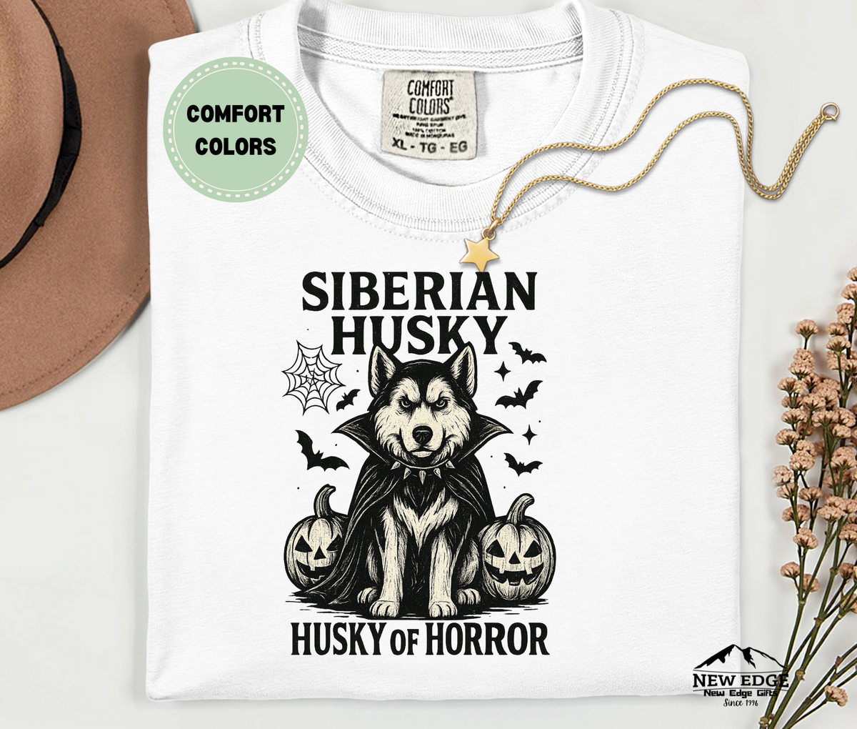 Unisex Comfort Colors Siberian Husky – Husky of Horror Halloween T-Shirt | Spooky Dog Pun Tee