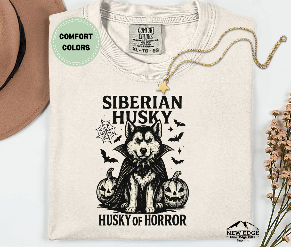 Unisex Comfort Colors Siberian Husky – Husky of Horror Halloween T-Shirt | Spooky Dog Pun Tee