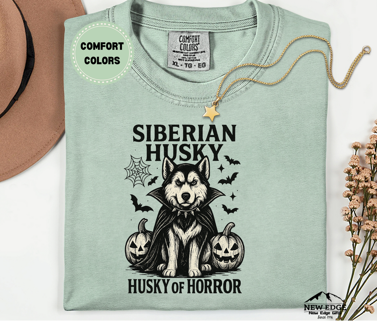 Unisex Comfort Colors Siberian Husky – Husky of Horror Halloween T-Shirt | Spooky Dog Pun Tee