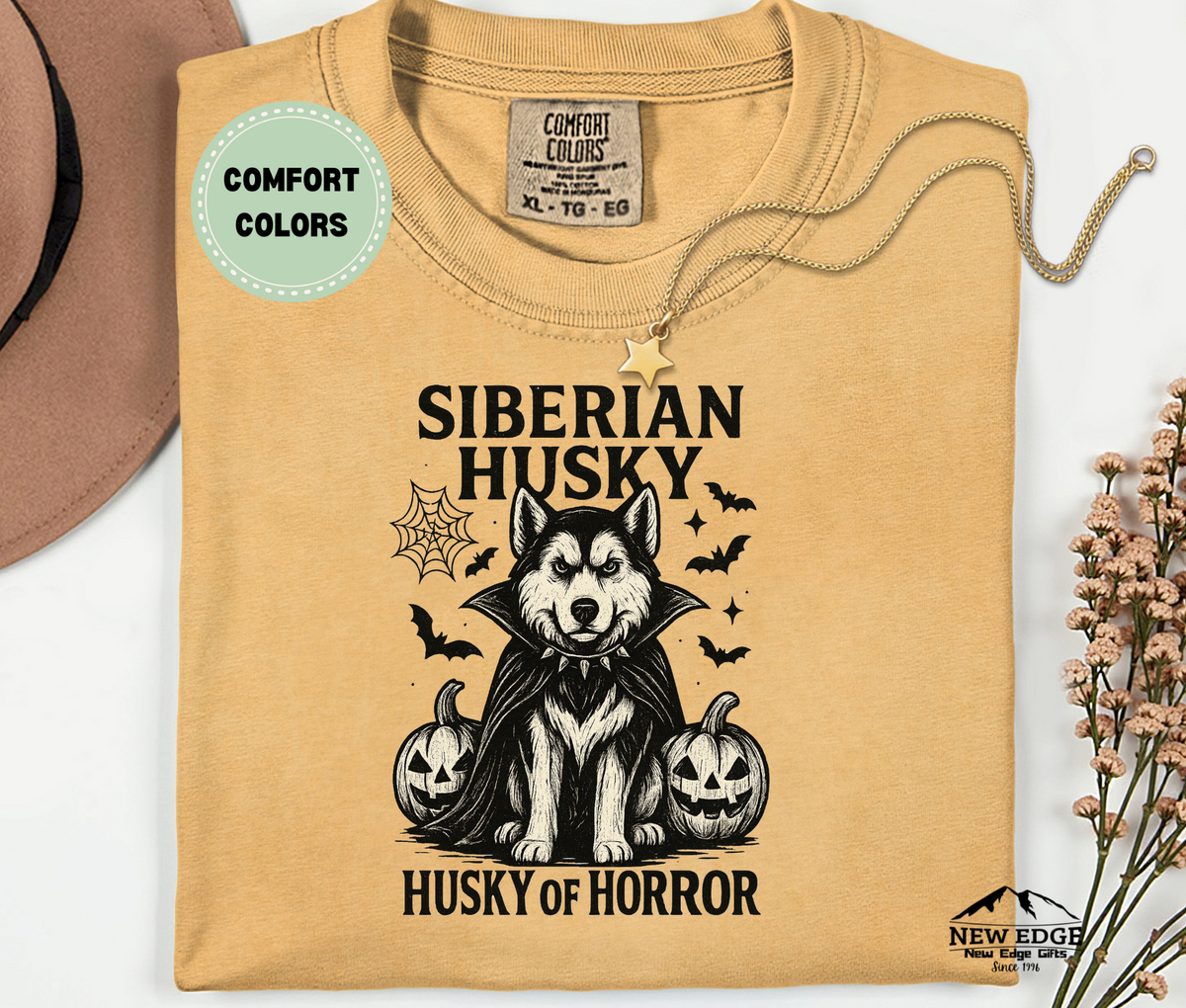 Unisex Comfort Colors Siberian Husky – Husky of Horror Halloween T-Shirt | Spooky Dog Pun Tee
