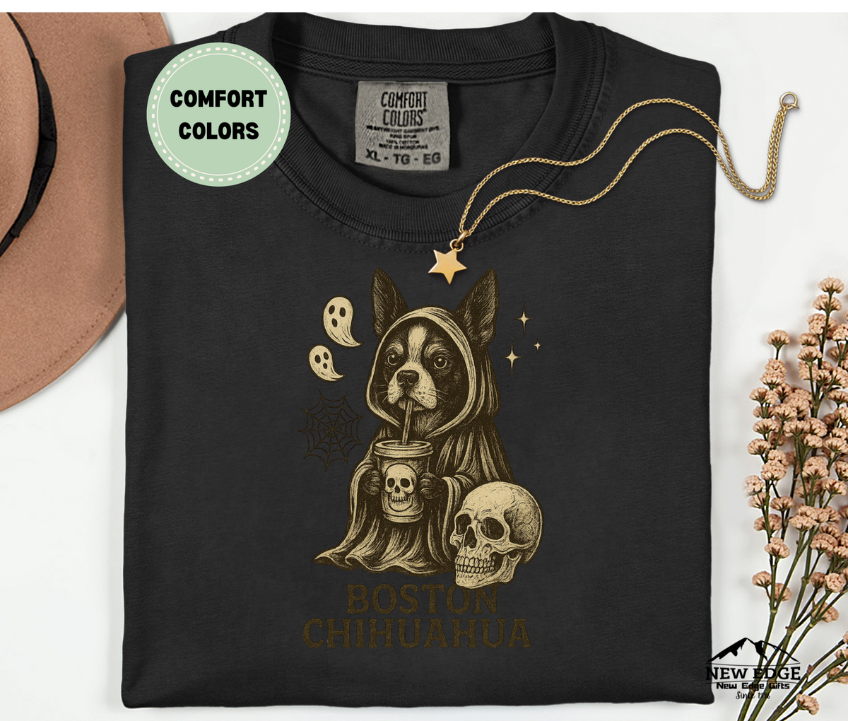 Unisex Comfort Colors Boston Chihuahua Halloween T-Shirt | Spooky Dog Pun Tee