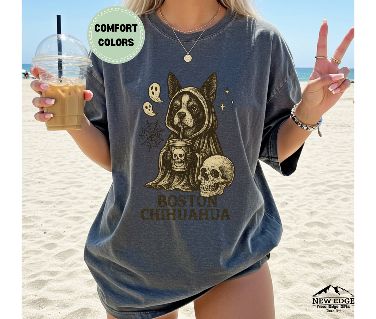 Unisex Comfort Colors Boston Chihuahua Halloween T-Shirt | Spooky Dog Pun Tee