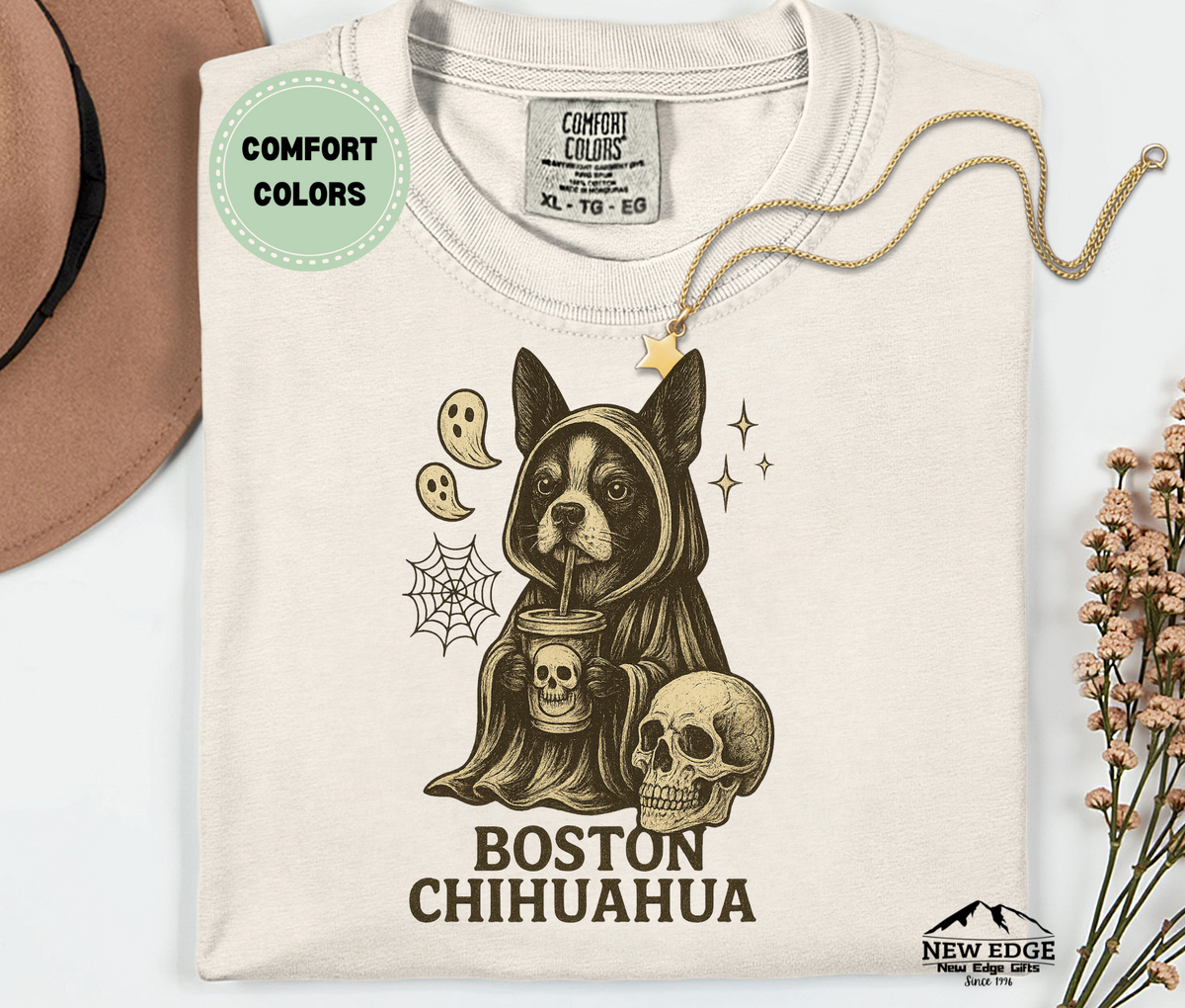 Unisex Comfort Colors Boston Chihuahua Halloween T-Shirt | Spooky Dog Pun Tee
