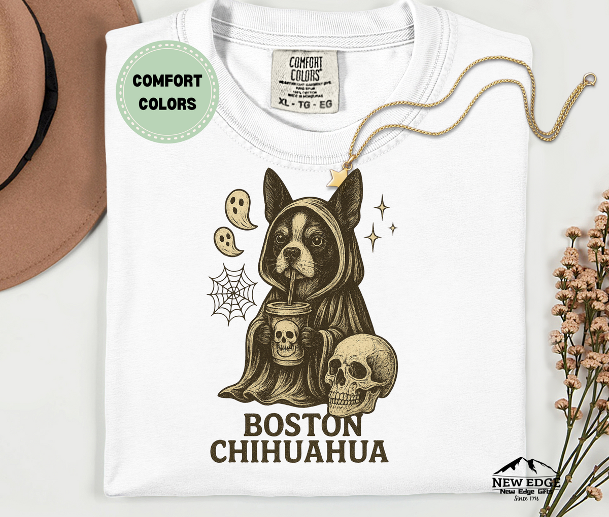 Unisex Comfort Colors Boston Chihuahua Halloween T-Shirt | Spooky Dog Pun Tee