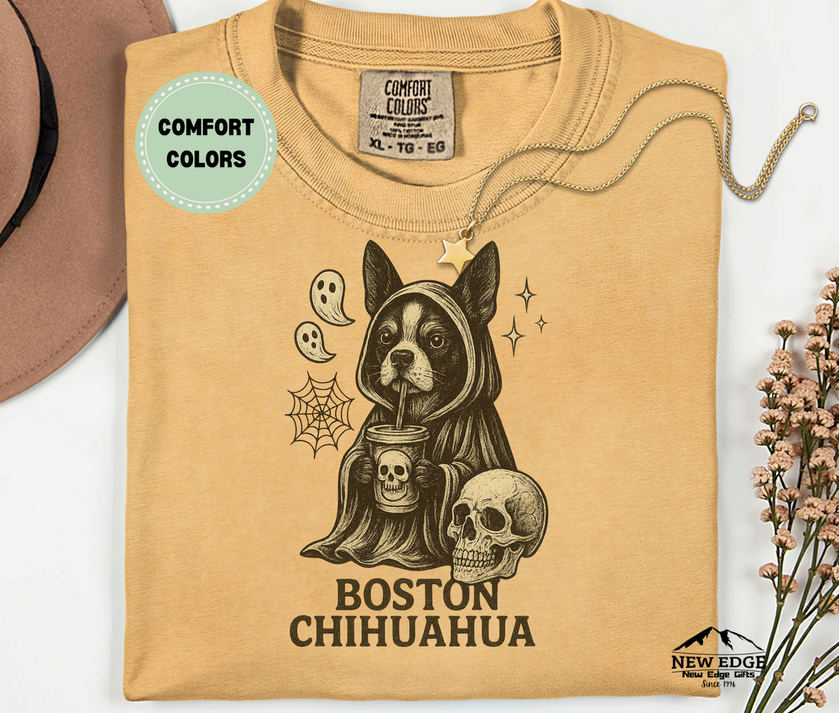 Unisex Comfort Colors Boston Chihuahua Halloween T-Shirt | Spooky Dog Pun Tee