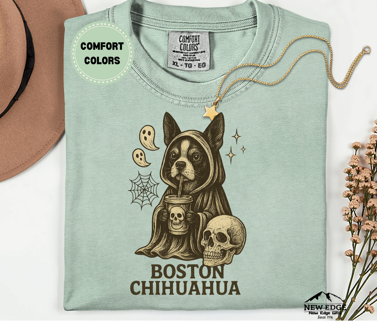 Unisex Comfort Colors Boston Chihuahua Halloween T-Shirt | Spooky Dog Pun Tee