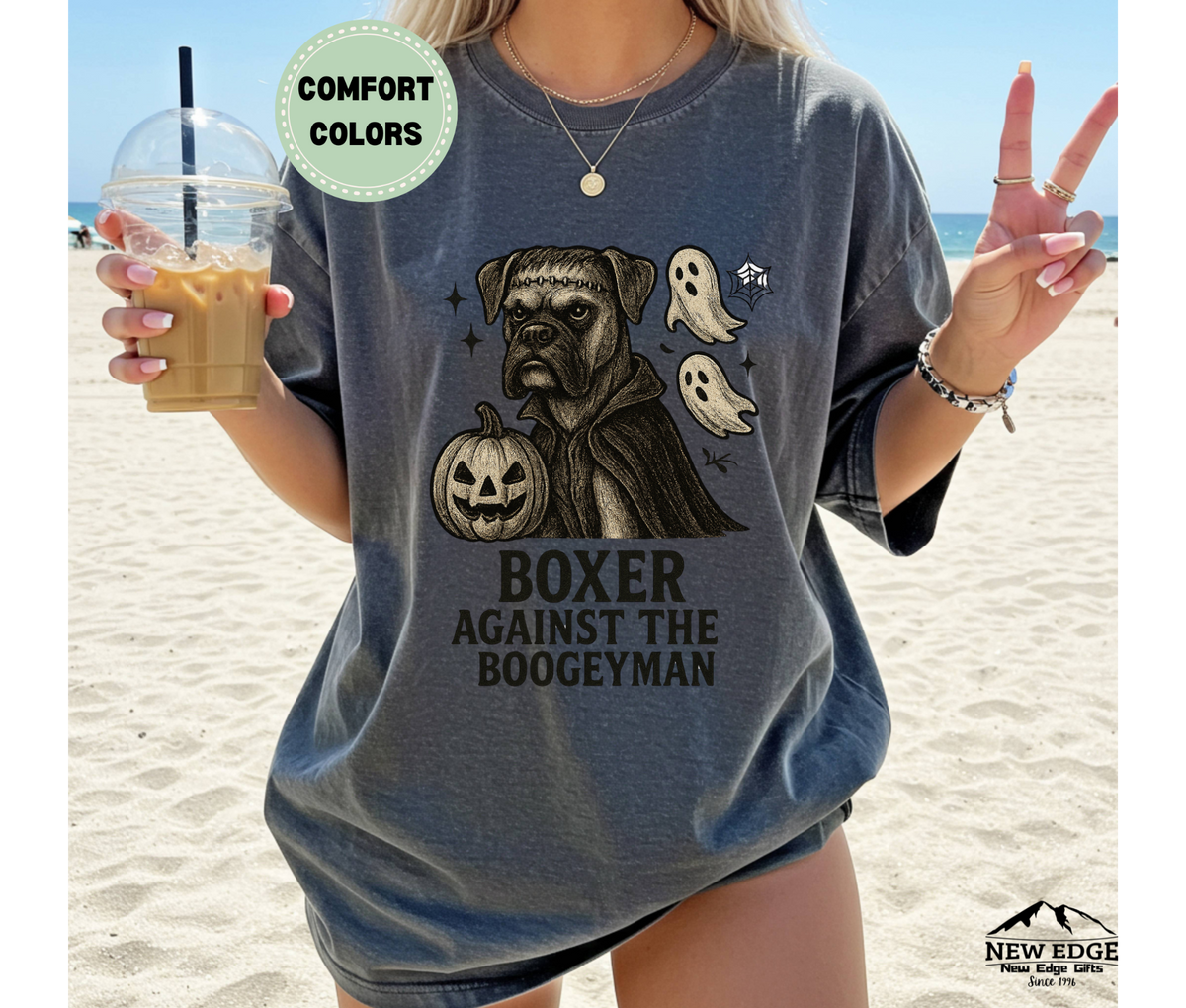 Unisex Comfort Colors Boxer – Against The Boogieman Halloween T-Shirt | Spooky Dog Pun Tee