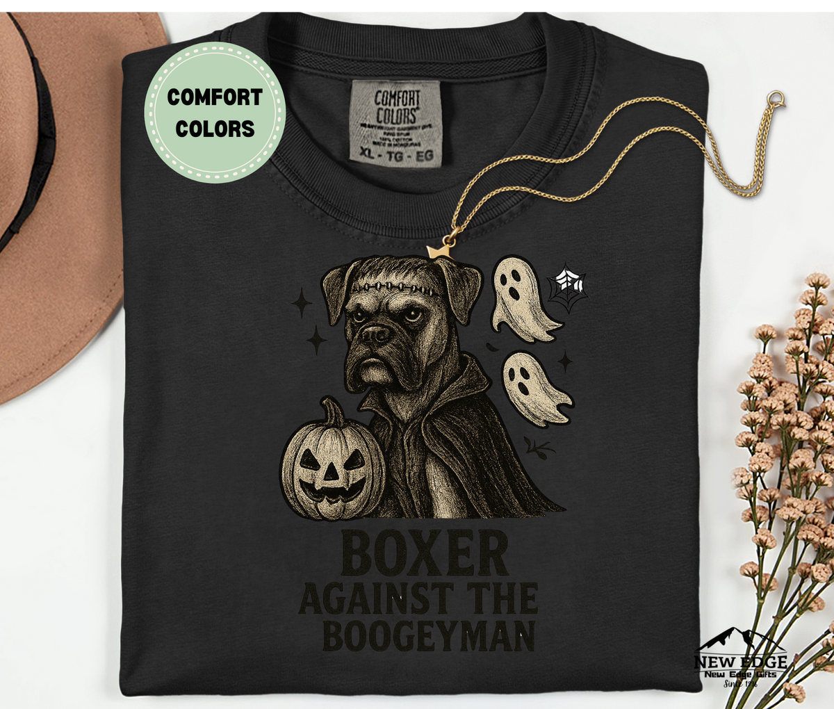 Unisex Comfort Colors Boxer – Against The Boogieman Halloween T-Shirt | Spooky Dog Pun Tee