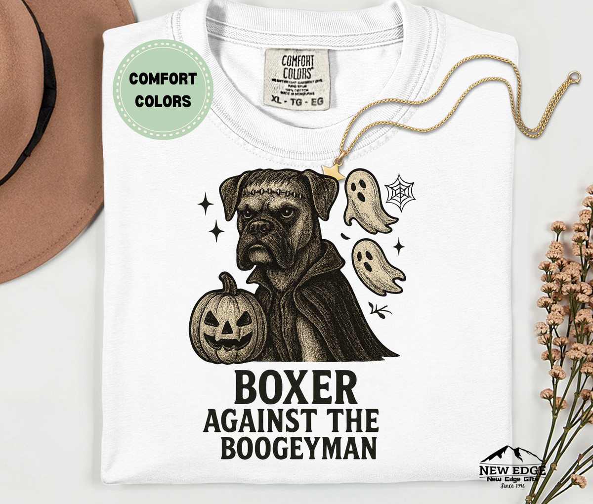 Unisex Comfort Colors Boxer – Against The Boogieman Halloween T-Shirt | Spooky Dog Pun Tee