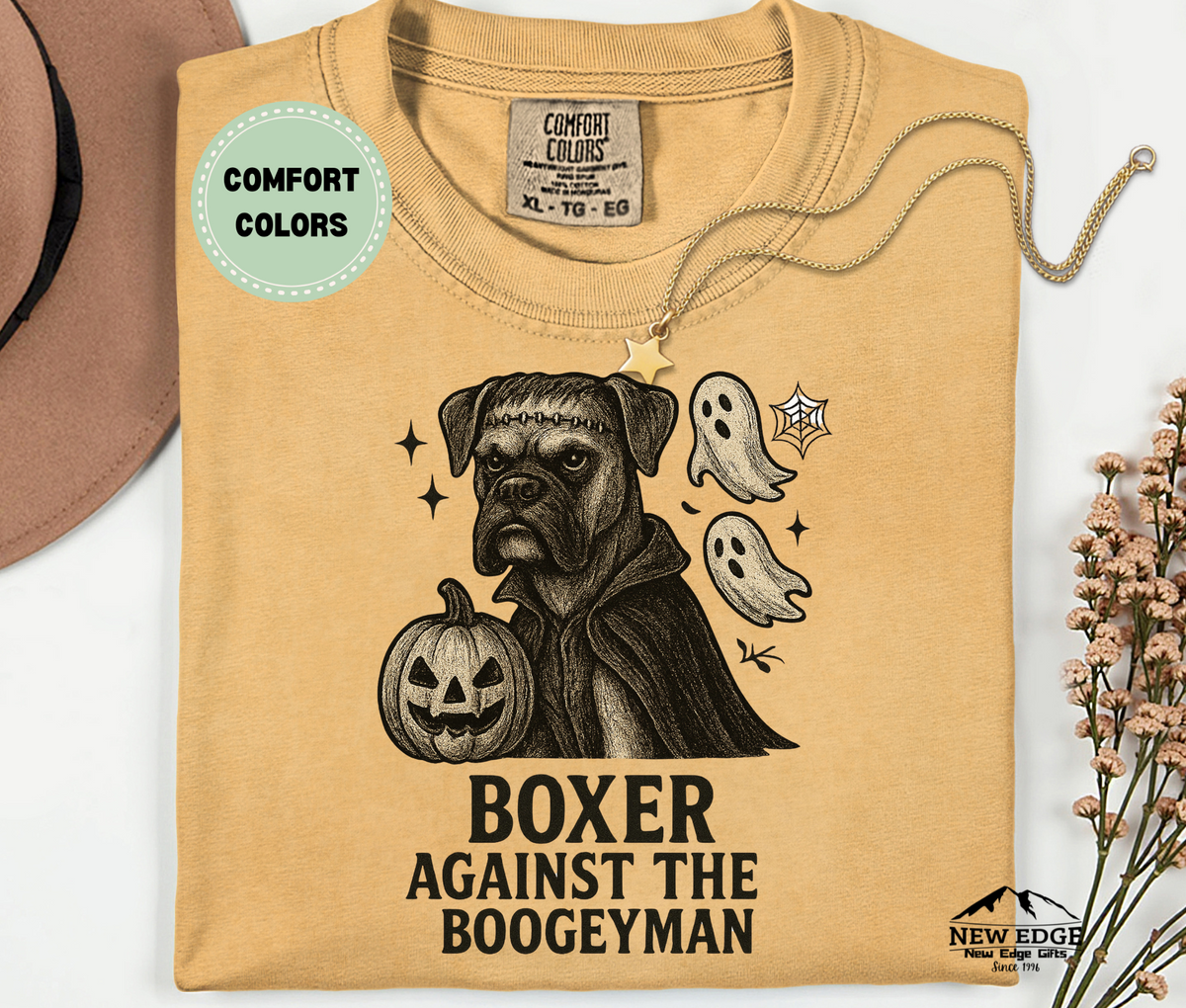 Unisex Comfort Colors Boxer – Against The Boogieman Halloween T-Shirt | Spooky Dog Pun Tee