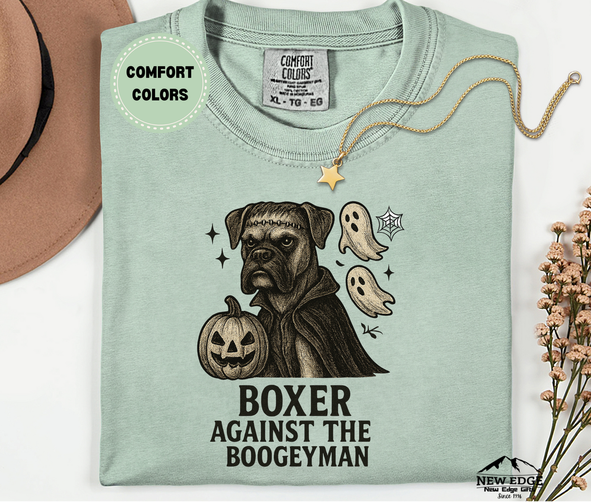 Unisex Comfort Colors Boxer – Against The Boogieman Halloween T-Shirt | Spooky Dog Pun Tee