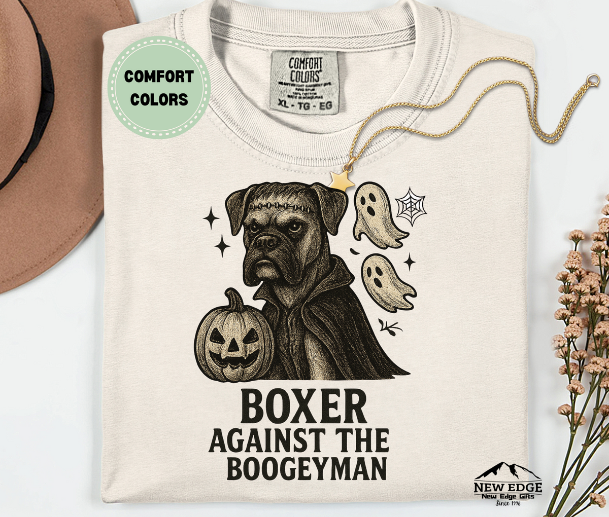 Unisex Comfort Colors Boxer – Against The Boogieman Halloween T-Shirt | Spooky Dog Pun Tee