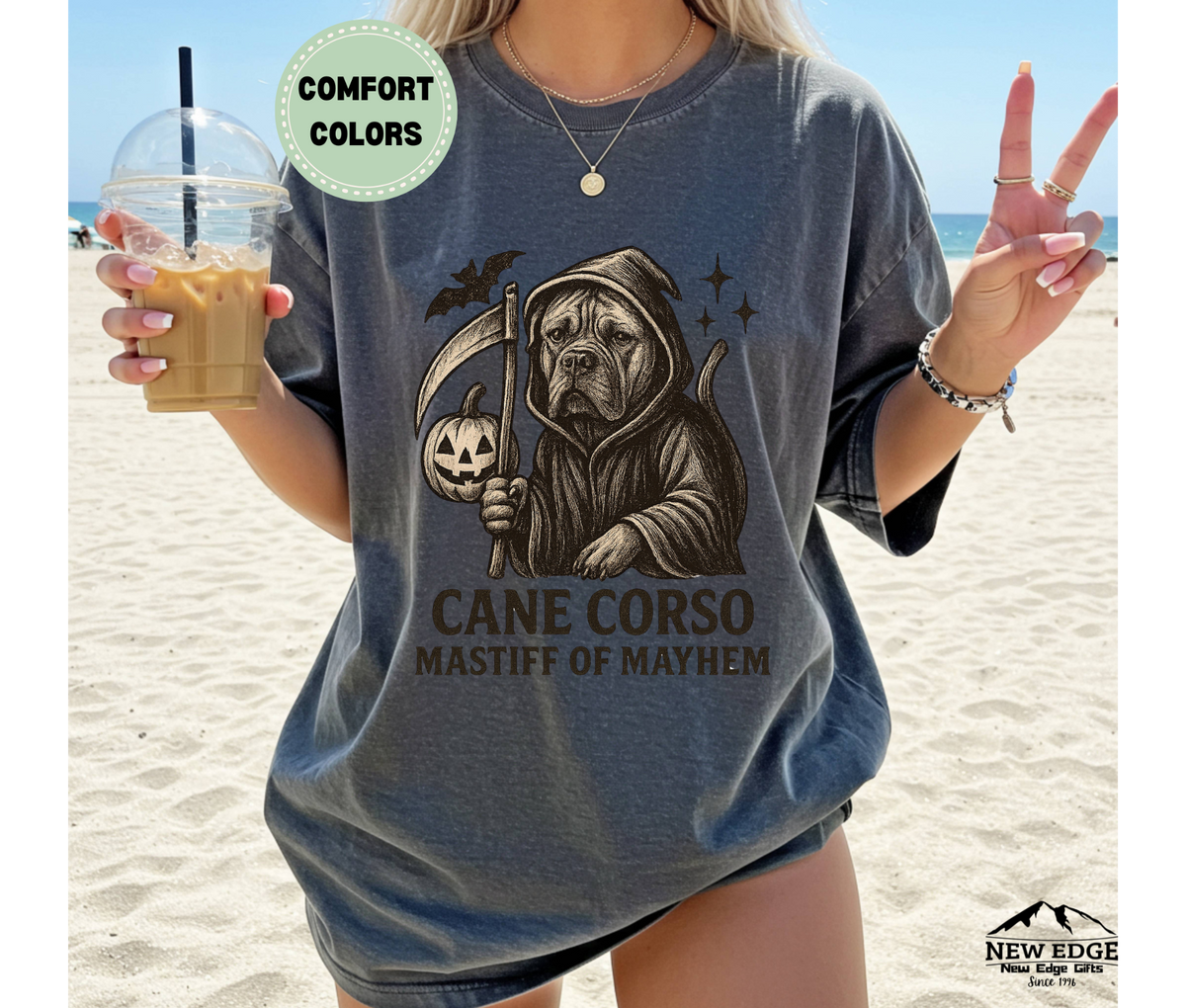Unisex Comfort Colors Cane Corso – Mastiff of Mayhem Halloween T-Shirt | Spooky Dog Pun Tee