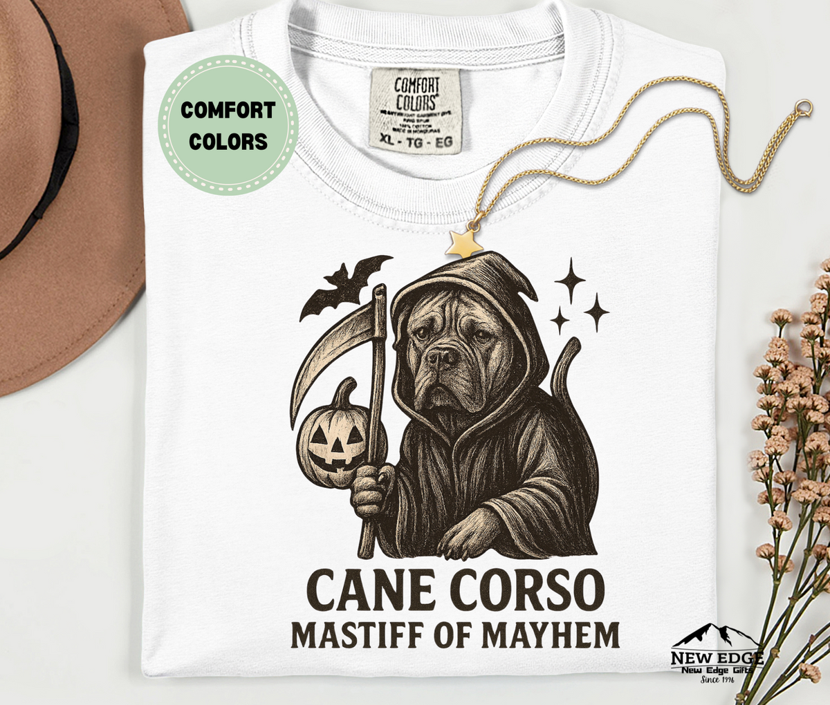 Unisex Comfort Colors Cane Corso – Mastiff of Mayhem Halloween T-Shirt | Spooky Dog Pun Tee