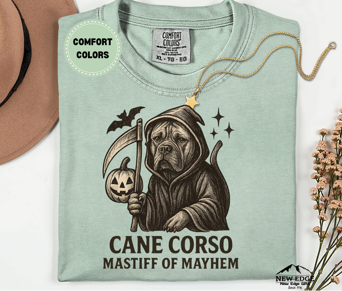 Unisex Comfort Colors Cane Corso – Mastiff of Mayhem Halloween T-Shirt | Spooky Dog Pun Tee