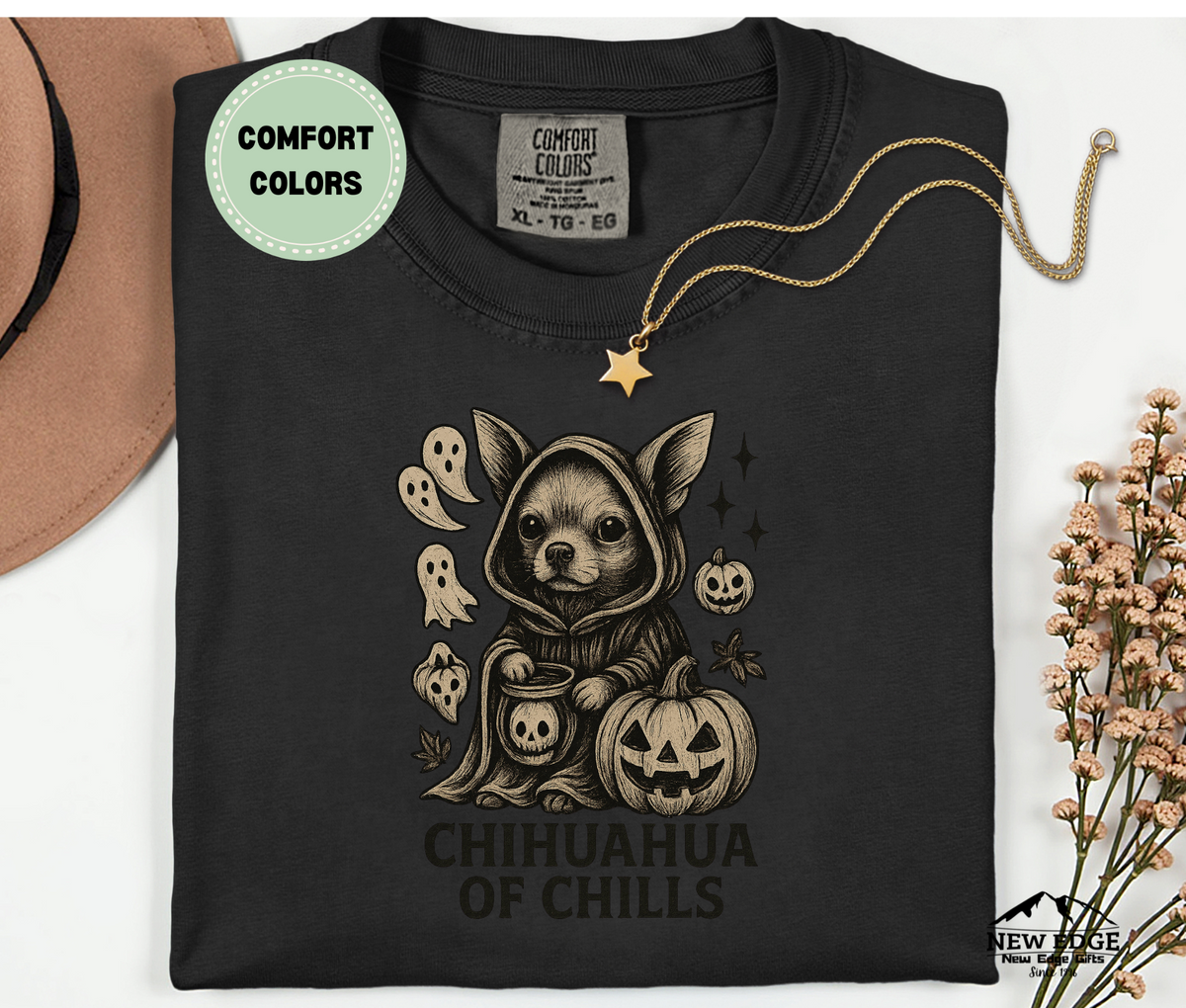 Comfort Colors Chihuahua of Chills Halloween T-Shirt | Unisex Spooky Dog Tee