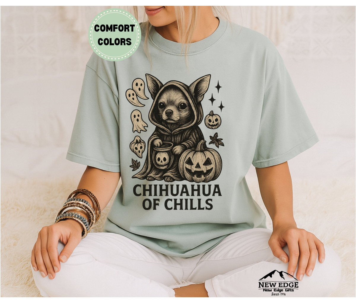 Comfort Colors Chihuahua of Chills Halloween T-Shirt | Unisex Spooky Dog Tee