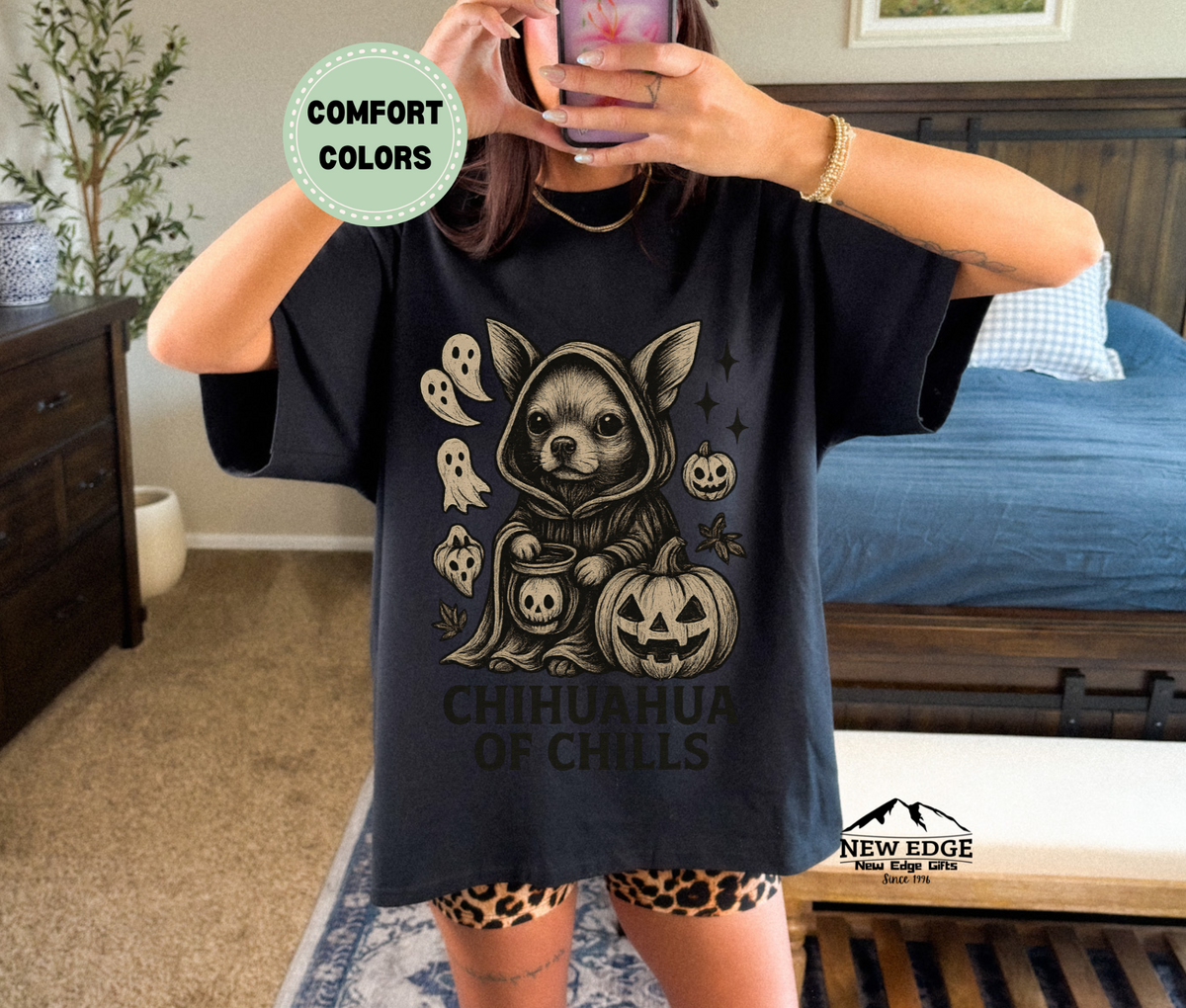 Comfort Colors Chihuahua of Chills Halloween T-Shirt | Unisex Spooky Dog Tee