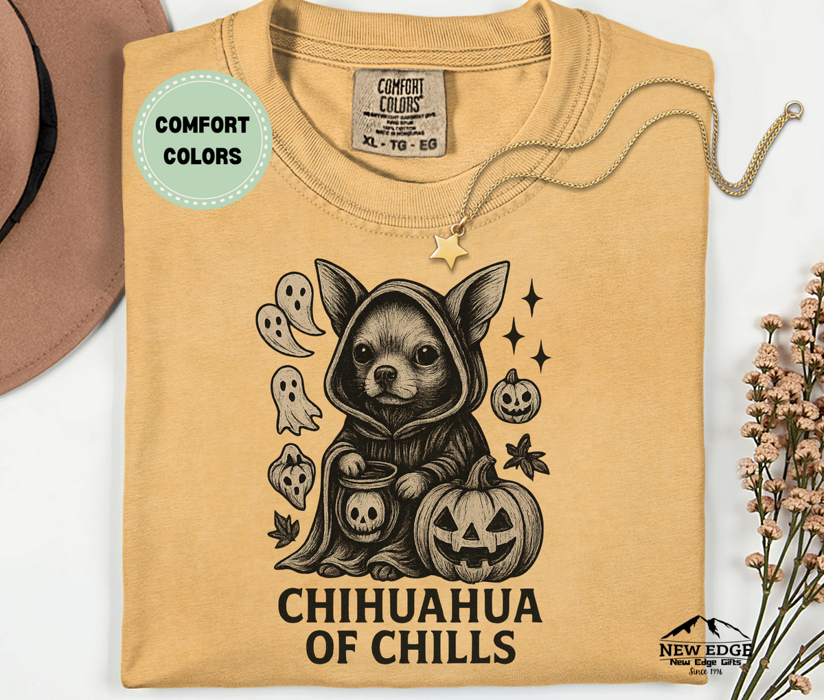 Comfort Colors Chihuahua of Chills Halloween T-Shirt | Unisex Spooky Dog Tee