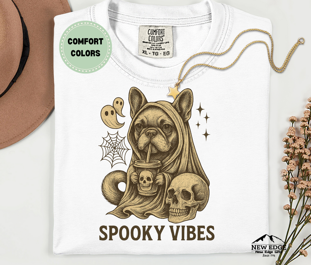 Comfort Colors French Bulldog – Spooky Vibes Halloween T-Shirt | Unisex Dog Lover Tee