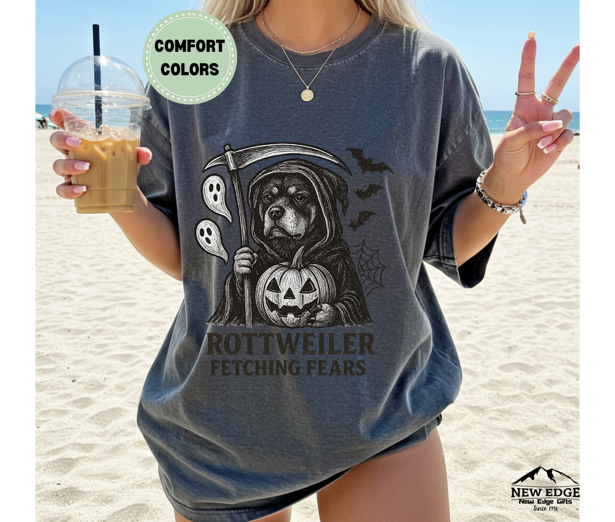 Comfort Colors Rottweiler – Fetching Fears Halloween T-Shirt | Unisex Spooky Dog Tee