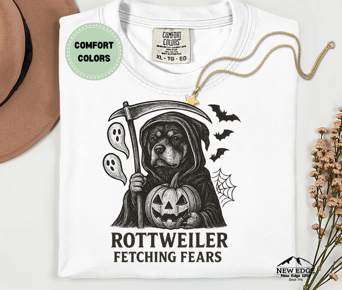 Comfort Colors Rottweiler – Fetching Fears Halloween T-Shirt | Unisex Spooky Dog Tee