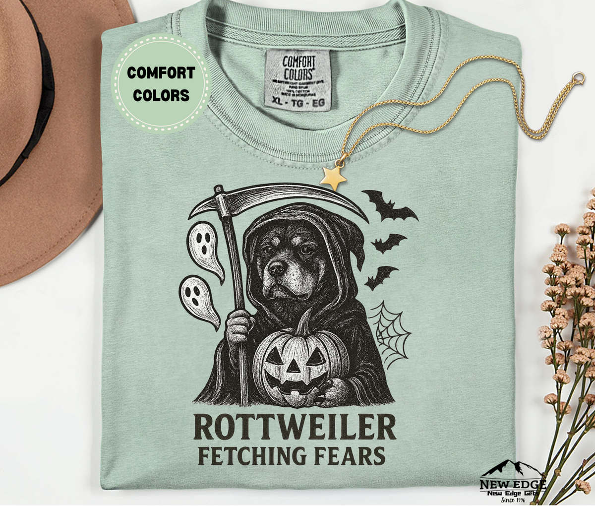 Comfort Colors Rottweiler – Fetching Fears Halloween T-Shirt | Unisex Spooky Dog Tee