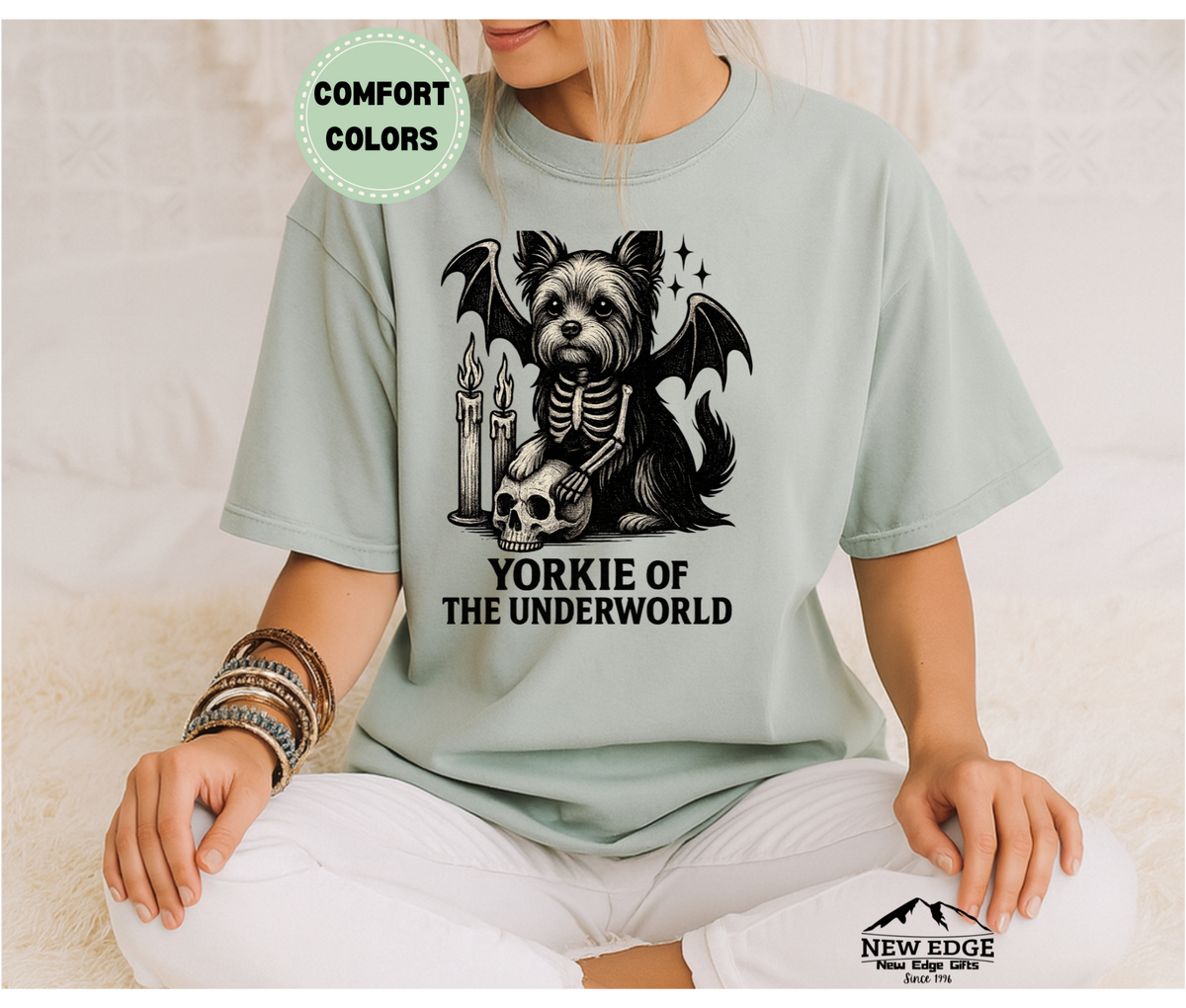 Comfort Colors Yorkie of the Underworld Halloween T-Shirt | Unisex Spooky Dog Lover Tee