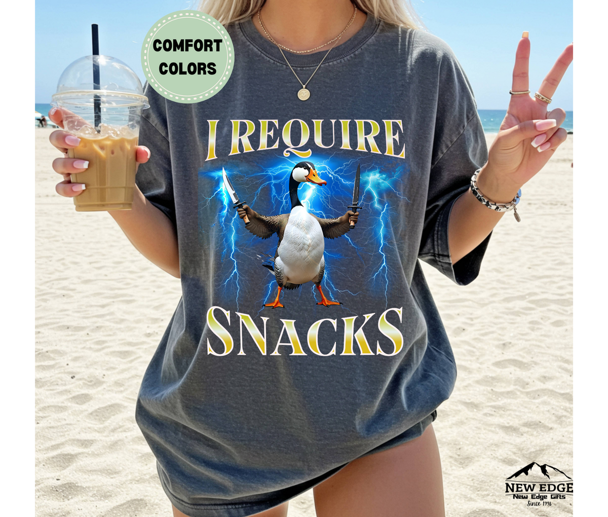 Comfort Colors Goose "I REQUIRE SNACKS" Funny T-Shirt