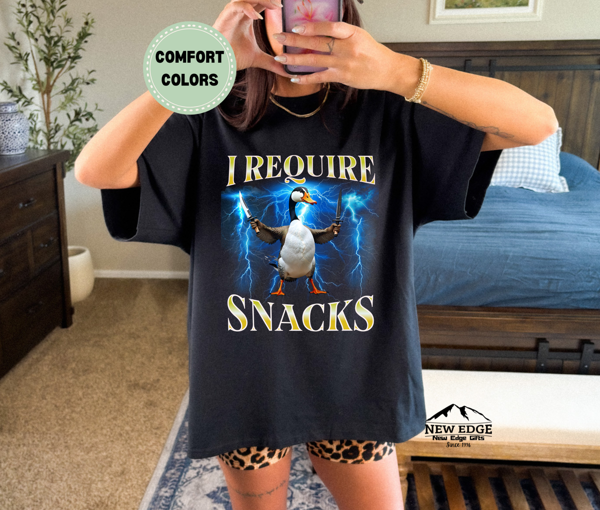 Comfort Colors Goose "I REQUIRE SNACKS" Funny T-Shirt