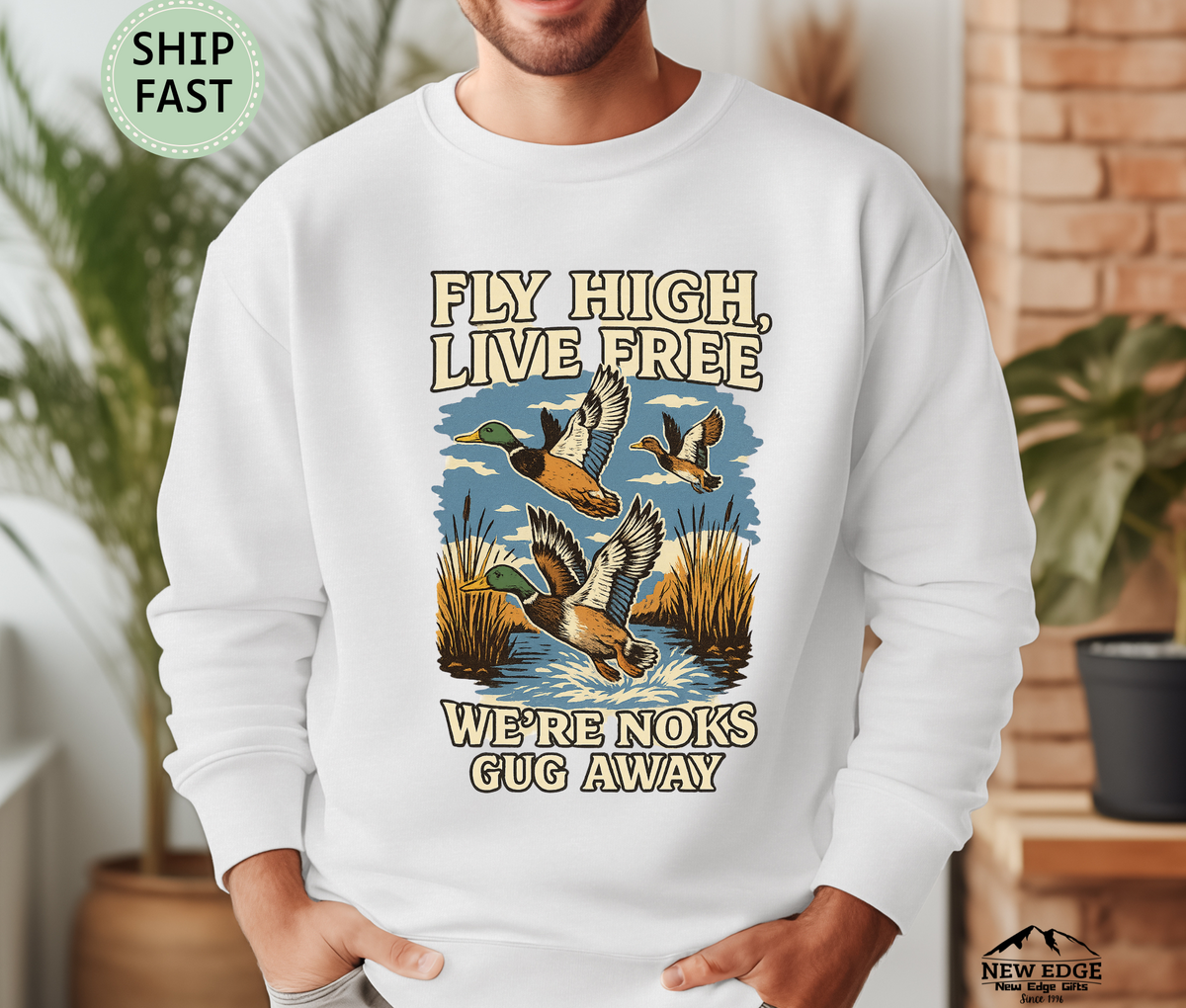 Fly High Live Free Inspirational Quote Retro Unisex Sweatshirt
