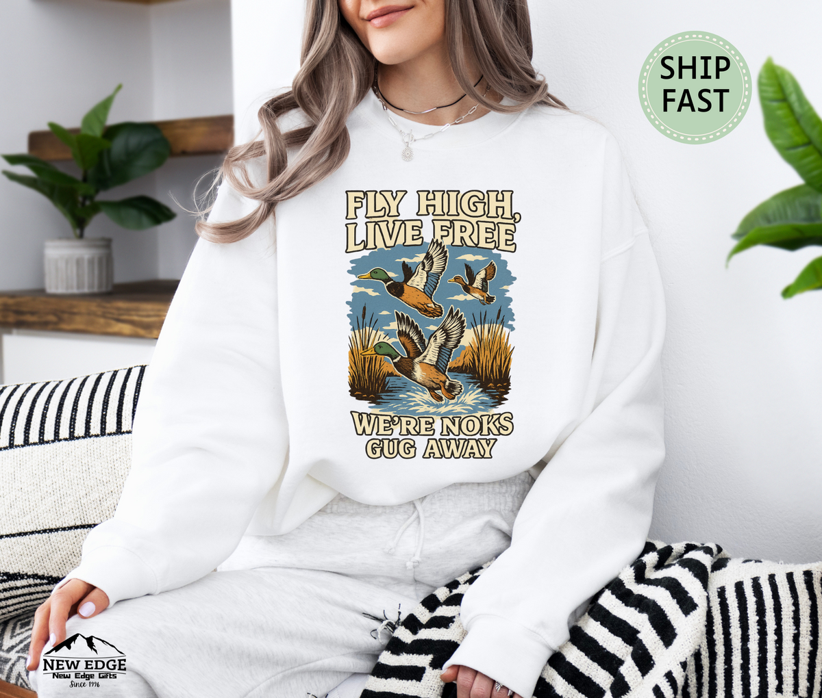 Fly High Live Free Inspirational Quote Retro Unisex Sweatshirt